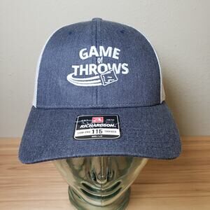 Game Of Throws Snapback Trucker Hat Blue Gray Beanbag Toss Bags‎ Cornhole Sz M/L